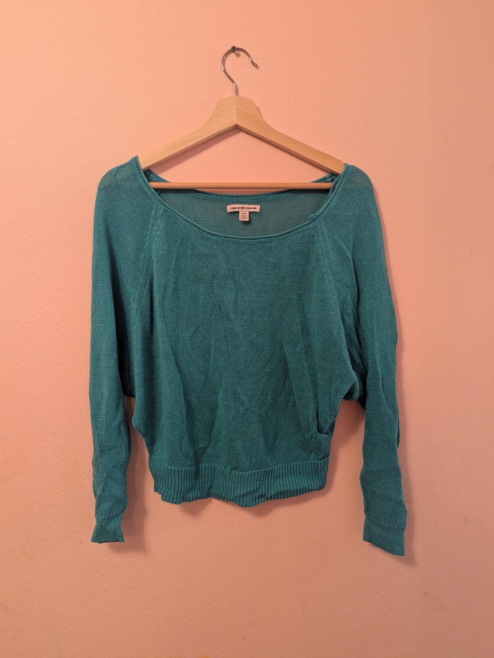 American Eagle Outfitters Teal Scoop Neck Lightweight Pullover